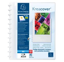 Portalistino polipropilene rigido personalizzabile Kreacover, 40 buste rimovibili - A4 - Bianco