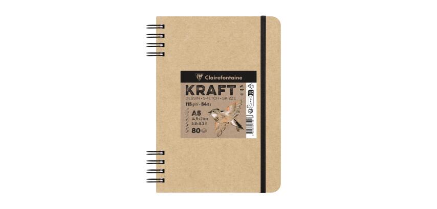 Kraft carnet double spirale 80F A5 115g