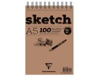 Sketch bloc spiralé 100F A5 90g - Blanc