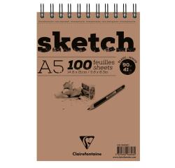 Sketch bloc spiralé 100F A5 90g - Blanc