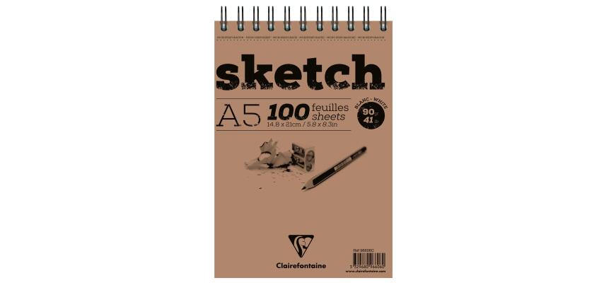 Sketch bloc spiralé 100F A5 90g - Blanc