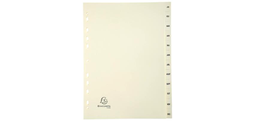 Indices 12 Pt Jan-Dec A4 Card Ivory - Ivory