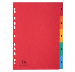 Intercalaires carte lustrée avec onglets imprimés numériques - 5 positions - A4 - Couleurs assorties