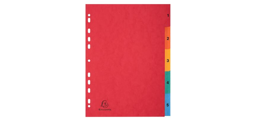 Intercalaires carte lustrée avec onglets imprimés numériques - 5 positions - A4 - Couleurs assorties
