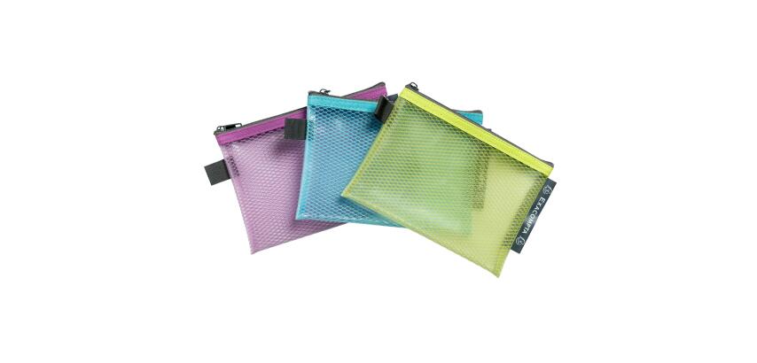 Transparente Tasche/Etui mit Reißverschluss, flexibler Kunststoff, Kollektion Pop'N Co - Farben sortiert