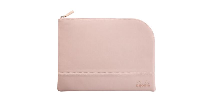 Rhodiarama pochette zippée en simili cuir - taille L (21x28 cm) - Touche de rose
