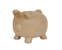 Braunes Pappmaché, Spardose Schwein 25,5cm - Kraft
