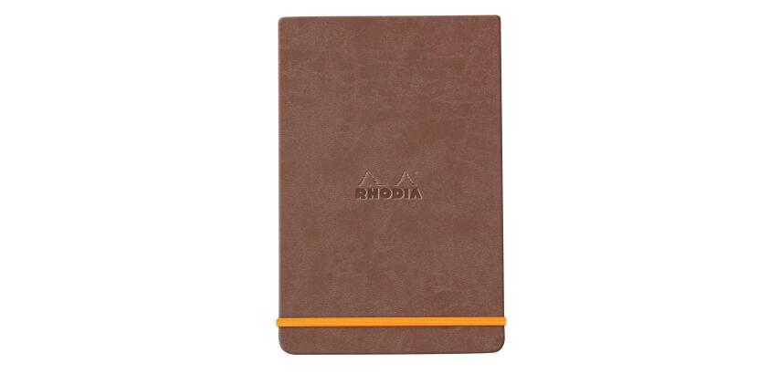 Rhodiarama Webnotepad rembordé rigide A5 192 pages ligné microperforé papier ivoire 90g fermeture élastique - Chocolat