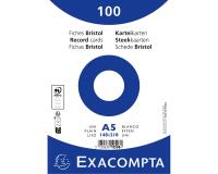 Paquete de 100 fichas Exacompta cartulina Bristol retractil - blanco liso sin taladro 148x210mm - Blanco