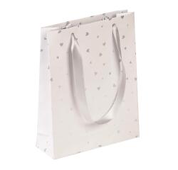 Geschenktasche Premium M 17x6x22 cm, Kollektion Valentine - Weiß