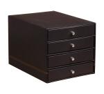 Filing module, faux leather, 4 drawers, black