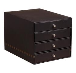 Filing module, faux leather, 4 drawers, black
