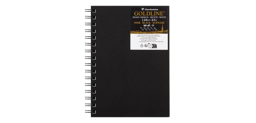 Goldline carnet spiralé 50F A5 140g portrait - Noir