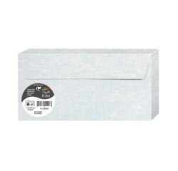 PAPIERS MARBRÉS, Paquet de 20 enveloppes Pollen 110x220mm 120g/m2 - Bleu marbré