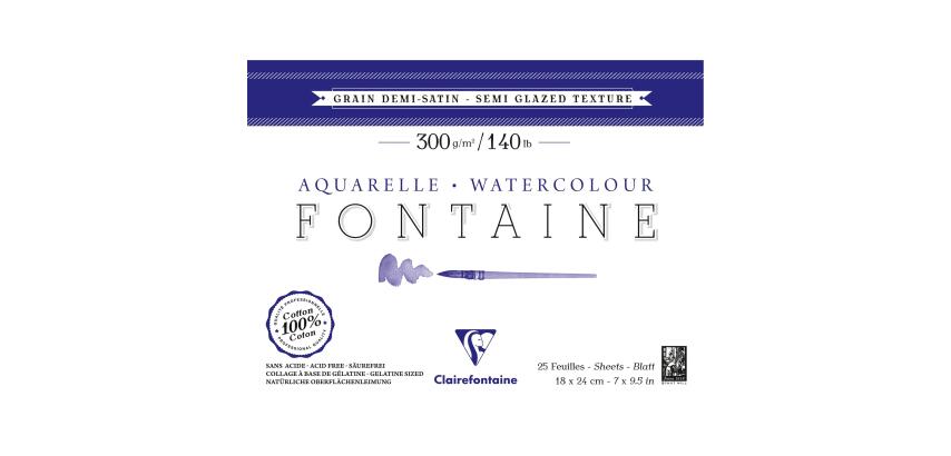 Fontaine bloc collé 4 côtés 25F 18x24cm 300g grain demi-satiné