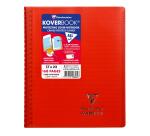 Koverbook spiraalgebonden schrift 17x22 cm 80 blad gelijnd + kantlijn transparante wraparound polypropyleen omslag - Rood