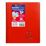 Cahier reliure intégrale enveloppante Koverbook 17x22cm 160 pages ligné + marge couverture polypropylène transparent - Rouge