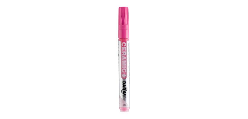 DARWI Kalte Keramikfarbe, Marker 2mm Spitze, Inhalt 6ml, Pink - Rosa