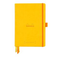 Rhodiarama Goalbook A5 met hardcover, 120 blad gestippeld wit papier van 90g - Daffodil