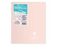 Cahier piqué Koverbook Blush 17x22cm 96 pages grands carreaux couverture polypropylène opaque bicolore - Rose poudré/Menthe à l'eau