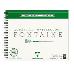 Fontaine album spiralé 12F 24x30cm 300g grain torchon