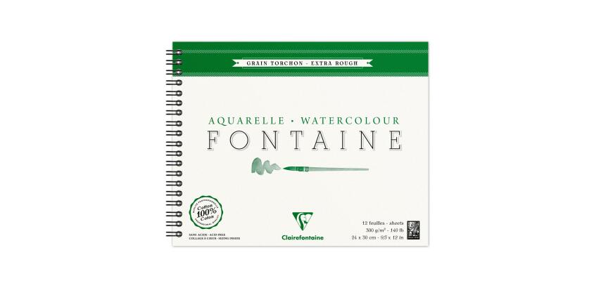 Fontaine album spiralé 12F 24x30cm 300g grain torchon