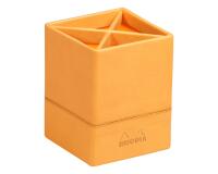 Rhodiarama pot à crayons simili cuir italien 8x8x11 cm - Orange