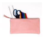 CUIR TEINTÉ Trousse plate 22x11 cm Corail