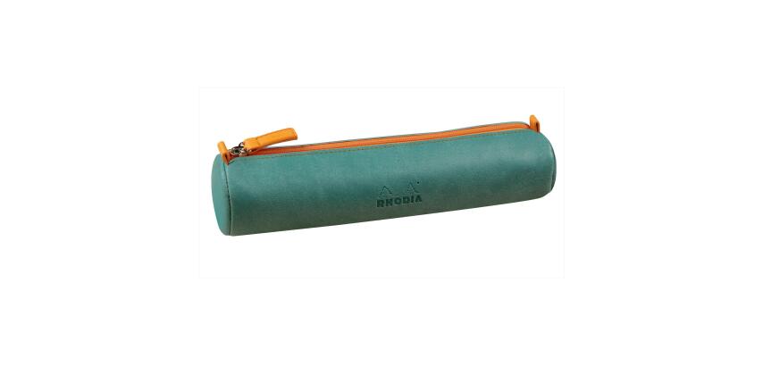 Rhodiarama trousse ronde simili cuir italien 5x21,5 cm - Eau