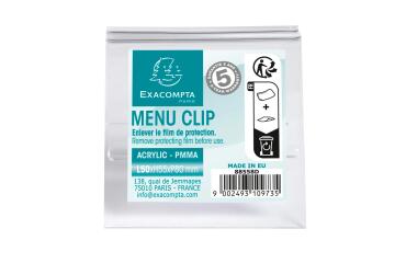 Sujeta-carta CLIP - A7 ancho 5 cm - 50x80x40 mm - Cristal