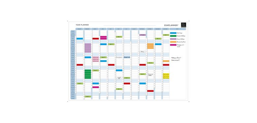Planning magnétique annuel - textes en anglais - Blanc