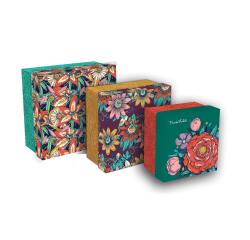 Frida Kahlo, Set de 3 boîtes gigognes carrées 25x25x12 cm, 20x20x11cm, et 16x16x10 cm