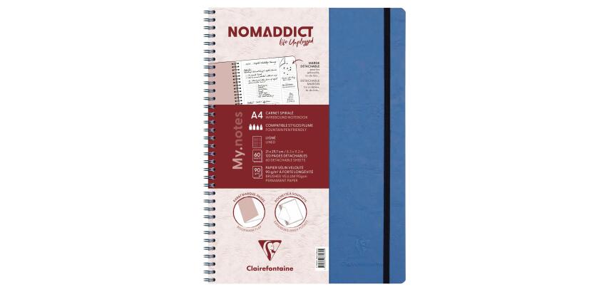 My.Notes Age Bag cahier reliure intégrale à marges détachables A4 120 pages détachables ligné + cadre en-tête - Bleu