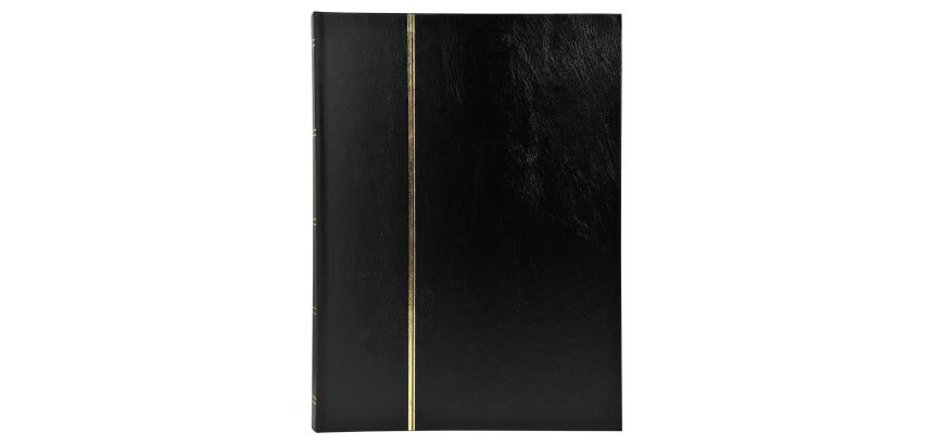 Briefmarkenalbum in Lederoptik, 64 Seiten schwarz, 22,5x30,5 cm