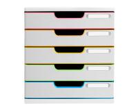 Module de classement Modulo Black Office 5 tiroirs fermés - Blanc/arlequin