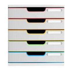 Ladenbox MODULO A4 5 gesloten laden Black Office - Wit/harlekijn