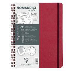 My.Notes Age Bag notitieboek met spiraalbinding en afscheurbare strook A5+ 120 uitscheurbare gestippelde (DOT) pagina's + kader bovenaan - Rood