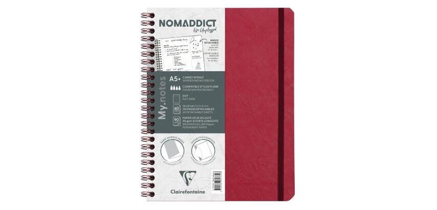 My.Notes Age Bag carnet reliure intégrale à marges détachables A5+ 120 pages détachables DOT + cadre en-tête - Rouge
