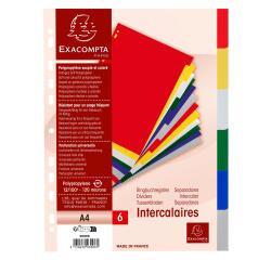 Separadores Exacompta polipropileno flexible 12x100º 6 posiciones - A4 - Colores surtidos