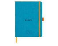 Rhodiarama Meeting A5+ 160 pages microperforé papier blanc 90g avec élastique + p-stylo - Turquoise