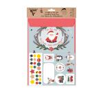 Correspondentieset, 1 vel in formaat A2 - 42x59,4 cm + 1 envelop in formaat A4 - 22,9x32,4 cm + Stickers - Kerst - Multicolor