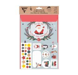 SET DE CORRESPONDANCE, 1 feuille au format A2 (42x59,4cm) + 1 enveloppes au format A4 (22,9x32,4cm) + Stickers - Noël - Multicolore