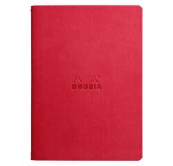 Rhodiarama piqûre textile A5 64p dot papier ivoire 90g - Coquelicot