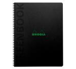 Greenbook cahier recyclé et recyclable en carte souple 350 g/m2 - A4+ 22,5x29,7 cm 160 pages Ligné perforation 4 trous - Papier Clairefontaine recyclé 90 g/m2 - Noir - New - Noir