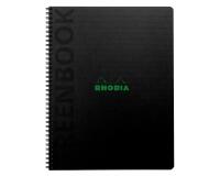 Greenbook cahier recyclé et recyclable en carte souple 350 g/m2 - A4+ 22,5x29,7 cm 160 pages Ligné perforation 4 trous - Papier Clairefontaine recyclé 90 g/m2 - Noir - New - Noir
