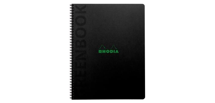 Greenbook cahier recyclé et recyclable en carte souple 350 g/m2 - A4+ 22,5x29,7 cm 160 pages Ligné perforation 4 trous - Papier Clairefontaine recyclé 90 g/m2 - Noir - New - Noir