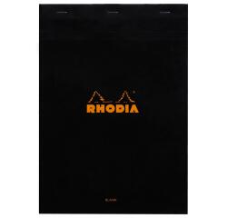 Rhodia Black Stapled Pad No18, 80sh, Plain, A4 - Black