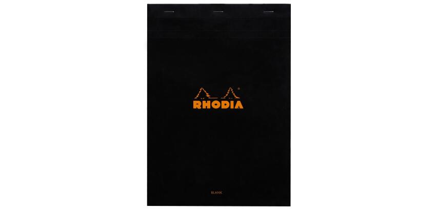 Bloc agrafé Rhodia N°18 21x29,7 cm 80 feuillets uni 80g - Noir