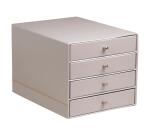 Rhodiarama trieur 4 tiroirs simili cuir italien 24,8x32,7x22,8 cm - Argent