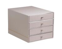 Rhodiarama trieur 4 tiroirs simili cuir italien 24,8x32,7x22,8 cm - Argent